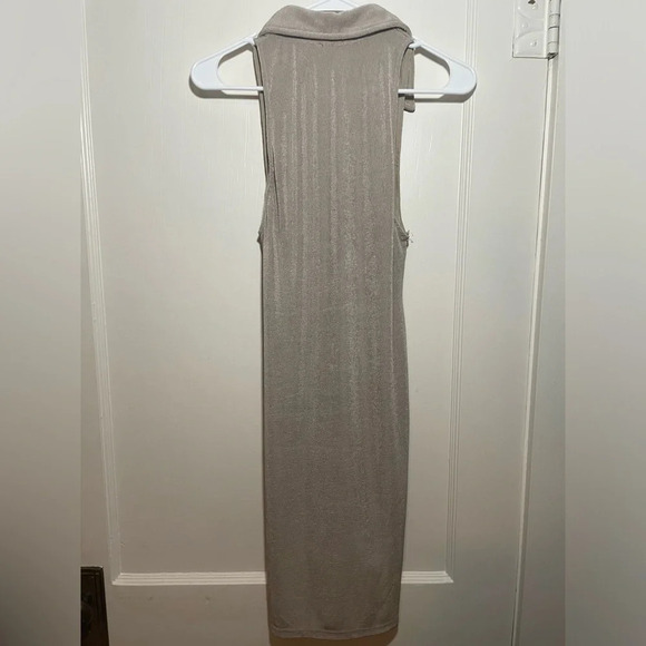 Mable Beige Ruched Button Front Collared Sleeveless Mini-Dress size M - Picture 4 of 7